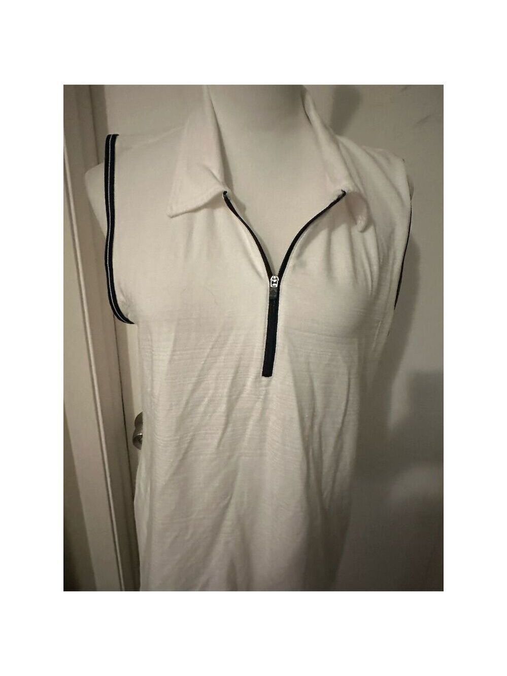Talbots Women's Sleeveless Polo Tank Top White Size L Casual Standard - Picture 2 of 5